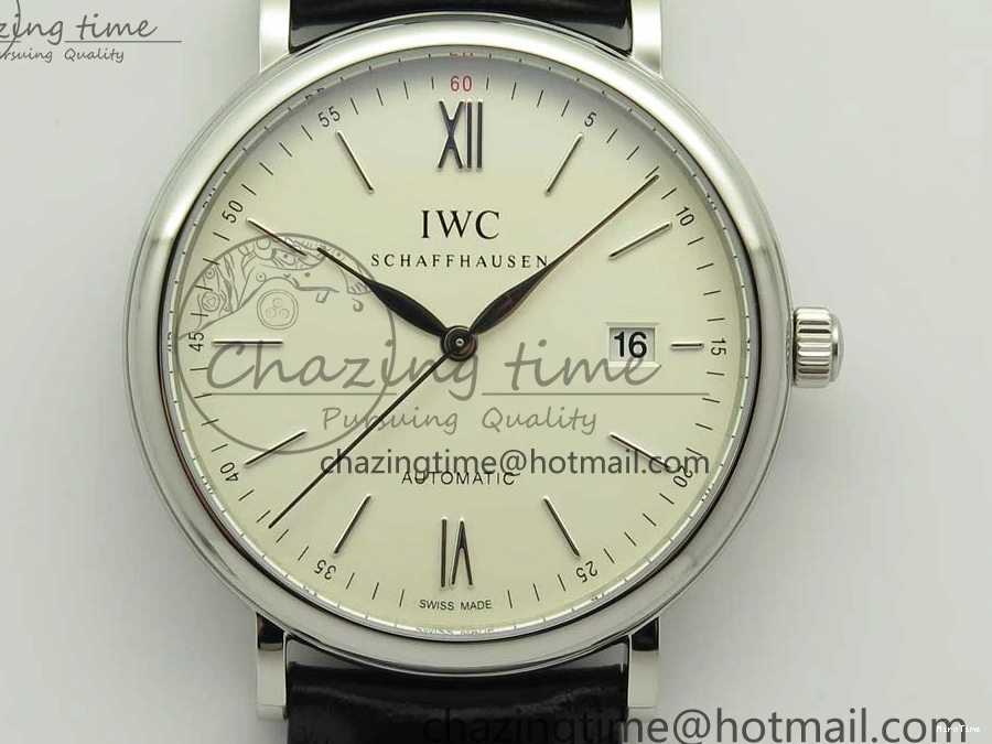 MIROTIME 0102 Portofino Automatic SS FKF 1:1 Best Edition White Dial SS Markers on Black Leather Strap A QuickDry 7138